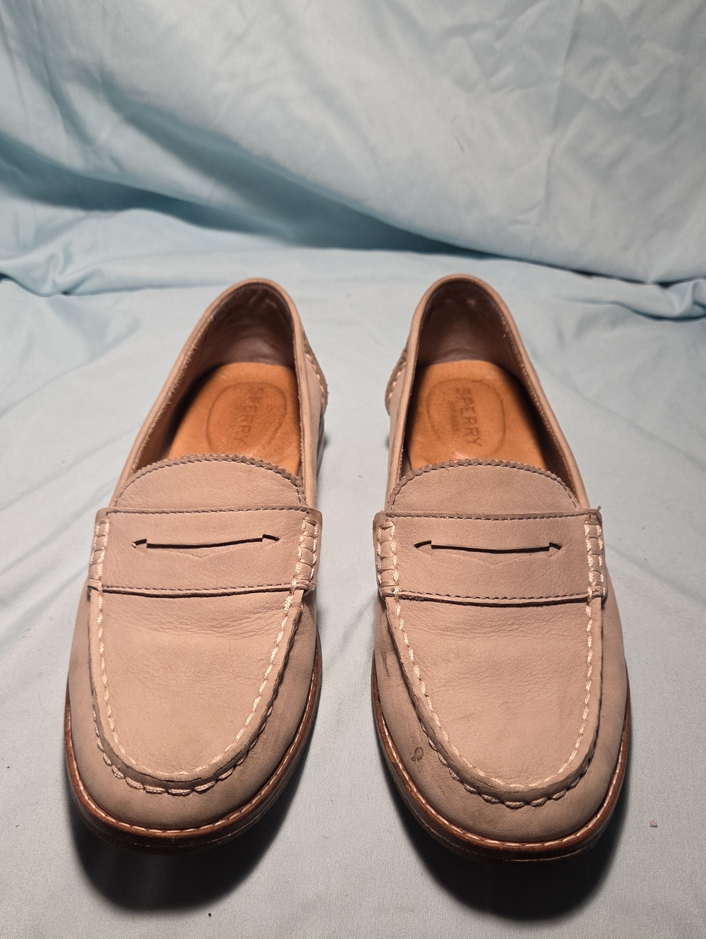 Sperry Seaport Women's Grey Leather Penny Loafer Shoes STS81925 Size 7.5